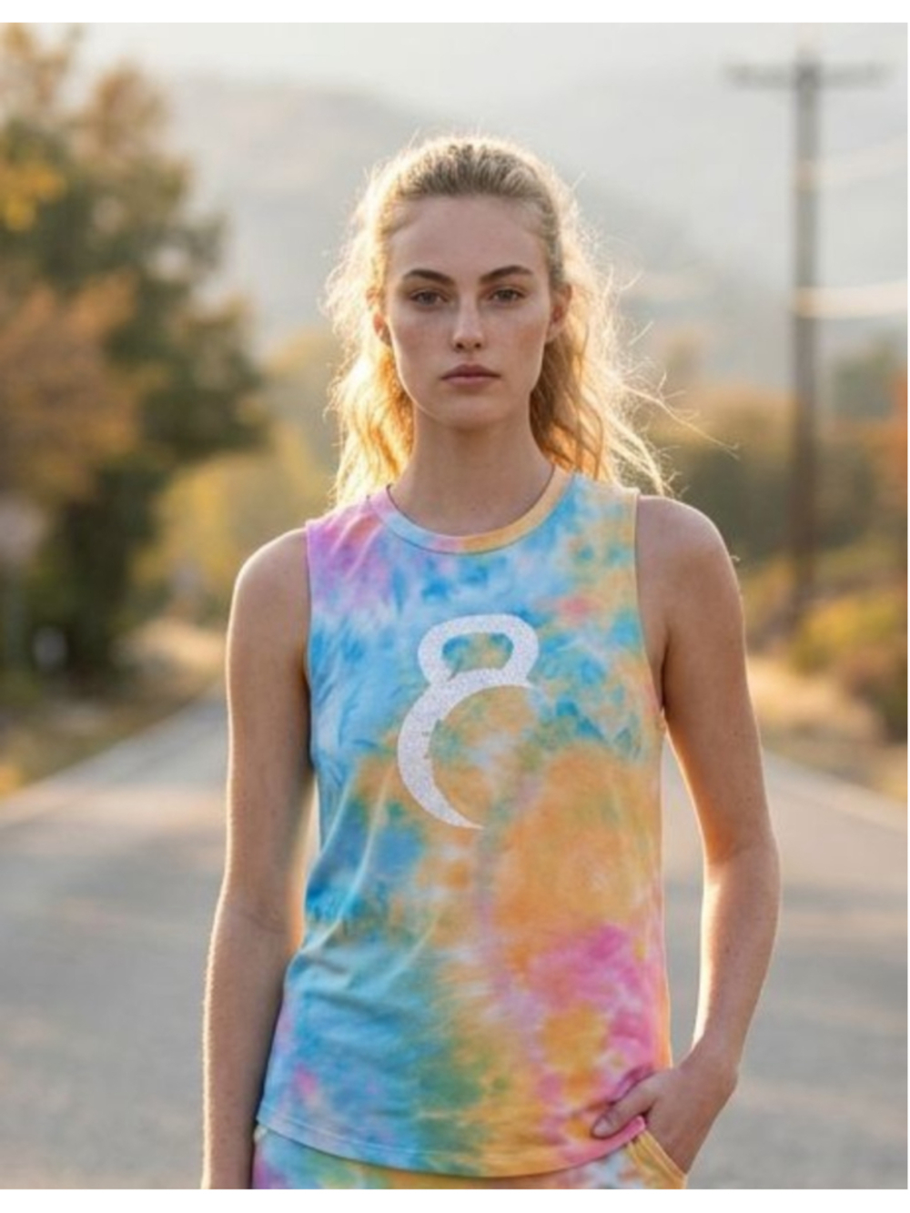 Limited ZYIA ACTIVE Tie-Dye Athletic Tank Top Medium Blue Pink Yellow Lightweigh